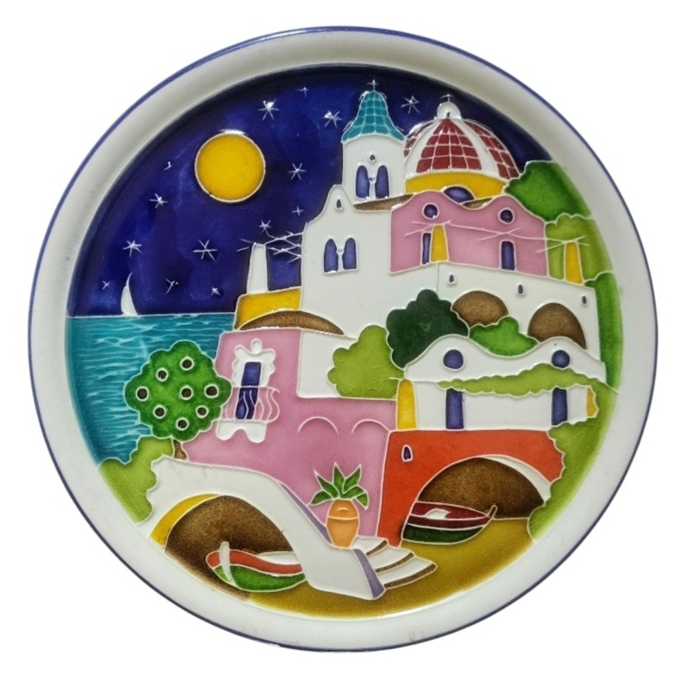 Creazioni Luciano hand painted plate ceramic , signed Southern Coast Italy